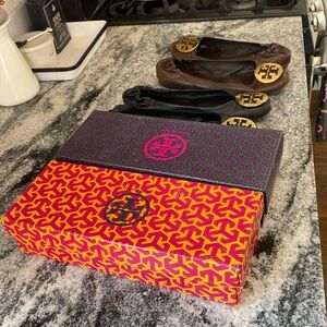 Size 7.5 Tory Burch Minnie Travel Ballet (black or brown) SELECT ONE